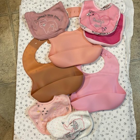 Other - Baby Girl Bibs Silicone Pocket Bibs Cloth Bibs EIGHT BIBS